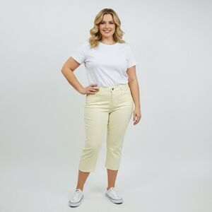 Jag Jeans Women's Yellow Hue‎ Cream Cropped Jeans Cotton Blend Cropped Skinny